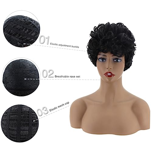 TOVINANNA Damen Haarperücke Kurze Lockige Natürlich Aussehende Perücke Mit Rosennetz-abdeckung Für Alltag Partys Kostüme Feiern Halloween Cosplay von TOVINANNA