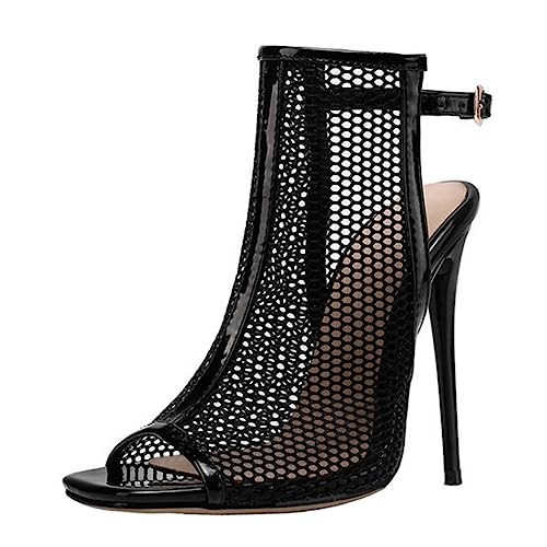 TOVINANNA Damen High Heel Sandalen mit Cutout Design Peep Toe Schlankem Absatz Atmungsaktiv und Vielseitig für Hochzeit Party und Büro Rutschfeste Sohle Schwarz von TOVINANNA