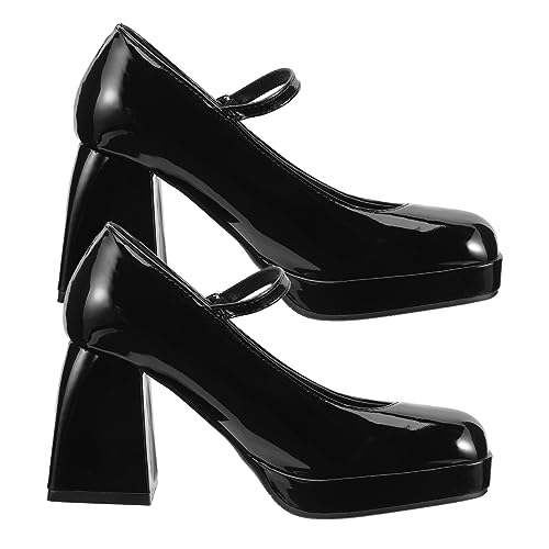 TOVINANNA Damen High Heels mit Blockabsatz Mary Schuhe für Alltag Party und Festlichkeiten Leichter Vielseitige Frauen Fußbekleidung Schwarz von TOVINANNA