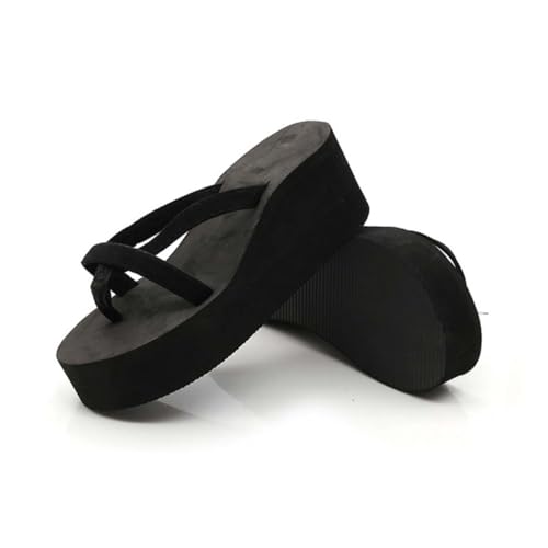 TOVINANNA Damen Keilsandalen Schwarz Sommer Slipper Wedges Absatz Rutschfest Leicht Strand Freizeit von TOVINANNA