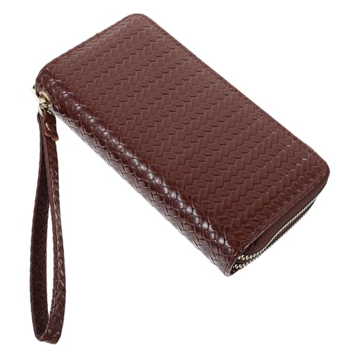 TOVINANNA Damen Langes Portemonnaie mit Doppeltem Reißverschluss Große Kapazität Geteiltes Material Praktische Innenaufteilung Handliches Design für Alltag und Vielseitige Nutzung Braun von TOVINANNA