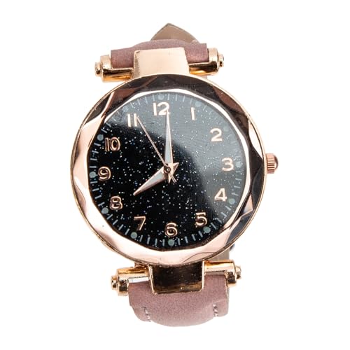 TOVINANNA Damen Quarzuhr mit Kratzfestem Pinkfarbenem Lederarmband Dekorative Zarte Armbanduhr als Elegantes Damenaccessoire für Alltag und von TOVINANNA