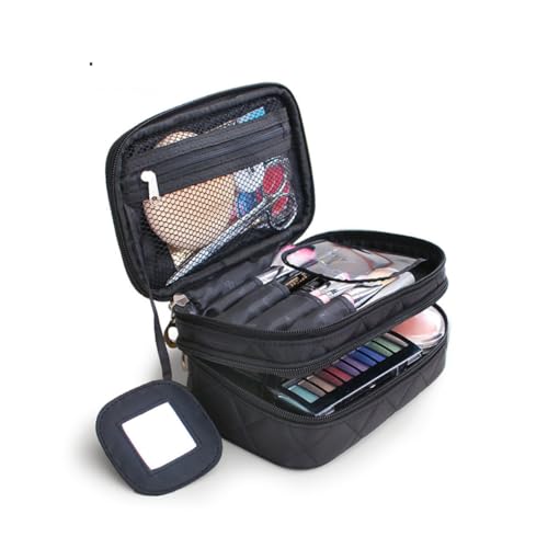 TOVINANNA Kosmetiktasche Aus Nylongewebe Und Kratzfest Reißverschlussdesign Make-up-Tasche Mit Gittermuster Organizer Für Reisen Und Ausflüge Für Kosmetika Und Toilettenartikel von TOVINANNA