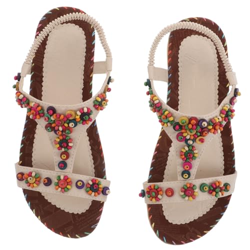 TOVINANNA Sandalen Mit Riemen Für Damen Flache Sommersandale Im Boho-stil Rutschfeste Strandschuh Mit Ethno-design Atmungsaktive Materialien Für Strandurlaub Und Freizeit von TOVINANNA