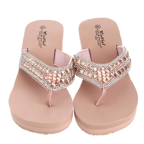 TOVINANNA Damen Sandalen Keilabsatz mit Strass Rutschfeste Strand Schuhe Weiße Sommerschuhe für Frauen Modische Langlebige Badeschuhe Bequem und Stabil TOVINANNA Damen Sandalen Keilabsatz mit Strass Rutschfeste Strand Schuhe Weiße Sommerschuhe für Frauen Modische Langlebige Badeschuhe Bequem und Stabil von TOVINANNA