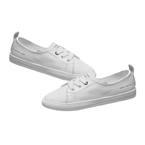 TOVINANNA Damen Sneakers Flach Atmungsaktiv Ultra Leicht Casual Schuhe Sommer Slipper Weiß Modisch Gefüttert für Alltag Freizeit von TOVINANNA