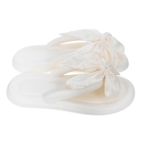 TOVINANNA Plateau-sommersandalen Für Damen Flatform Mit Großer Schleife Offene Zehenpartie Wanderschuhe Für Reisen Urlaub Strand Hochzeitsoutfit Seidenmaterial Weiche Sohle Atmungsaktiv von TOVINANNA