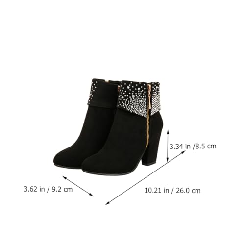TOVINANNA Damen Stiefeletten mit Grobem Absatz und Funkelnden Strasssteinen Kurze Schwarze Ankle Boots für Herbst Winter Hochzeitsschuhe für Festliche Anlässe Komfortabel und Langlebig TOVINANNA Damen Stiefeletten mit Grobem Absatz und Funkelnden Strasssteinen Kurze Schwarze Ankle Boots für Herbst Winter Hochzeitsschuhe für Festliche Anlässe Komfortabel und Langlebig von TOVINANNA