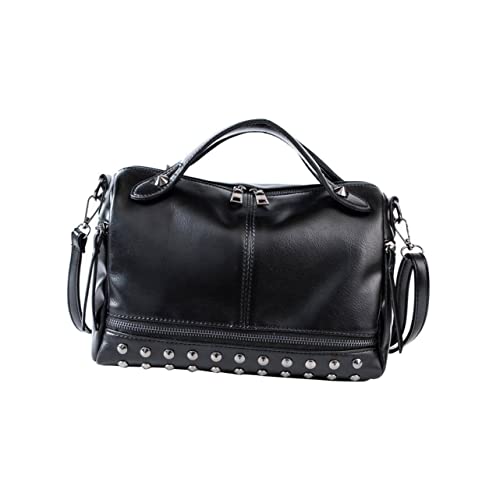 TOVINANNA Damen Umhängetasche mit Nieten Leichte PU Schultertasche Große Kapazität für Alltag Shopping Party und Dating Schwarze Crossbody Handtasche mit Praktischem Design von TOVINANNA