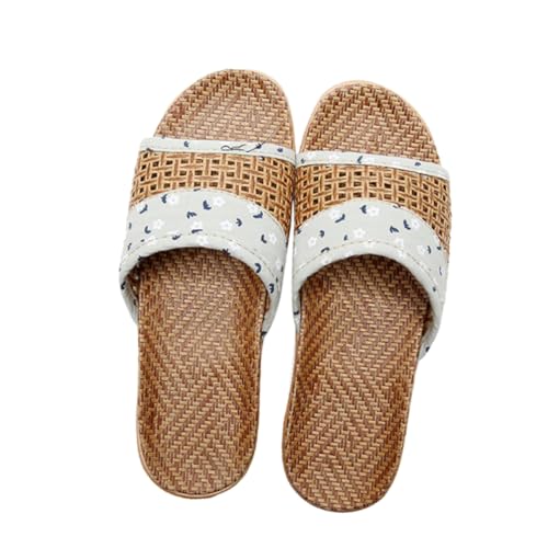 TOVINANNA Damen und Herren Sommer Hausschuhe mit Rutschfester Dicker Sohle Atmungsaktive Bedruckte Offene Pantoletten für Zuhause und Outdoor Grün Bequeme Flache Sommerschuhe von TOVINANNA