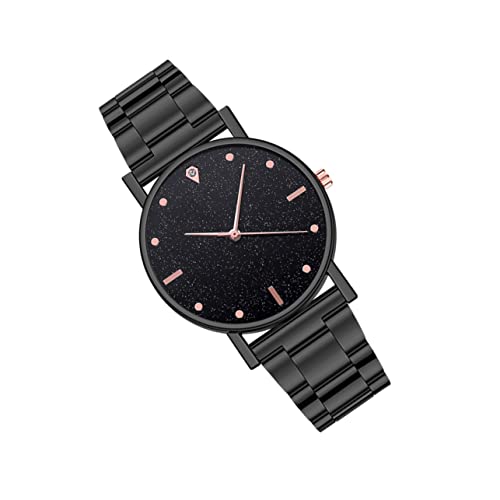 TOVINANNA Damenarmbanduhr mit Edelstahlband Stilvolle Quarzuhr für Business und Freizeit Schwarz Armbanduhr für Frauen und Mädchen für Schule und Büro von TOVINANNA