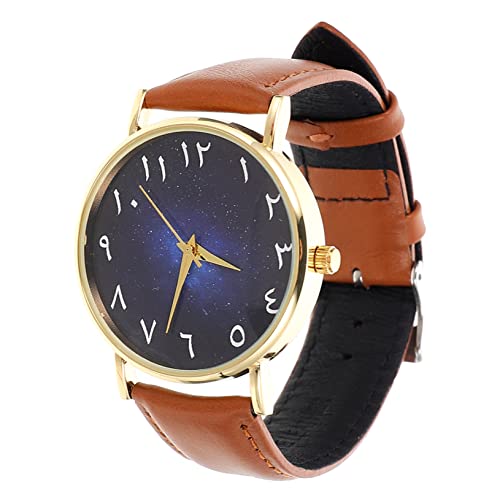 TOVINANNA Dekorative Armbanduhr mit Sternenhimmel Elegant Verstellbares Lederarmband für Erwachsene Freizeit und Business Uhr von TOVINANNA