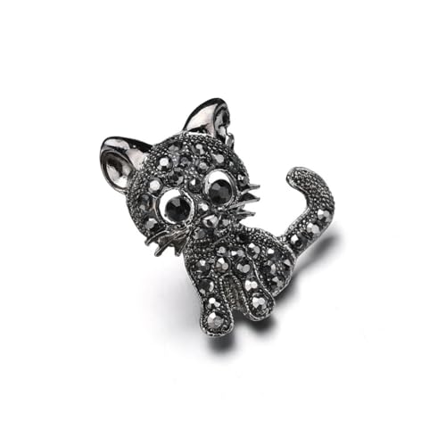 TOVINANNA Diamantverzierte Katzenbrosche Lustige Cartoon Tierbrosche für Taschen Schals Kleidung Hosen Vielseitiges Schmuckstück für Damen und Mädchen von TOVINANNA