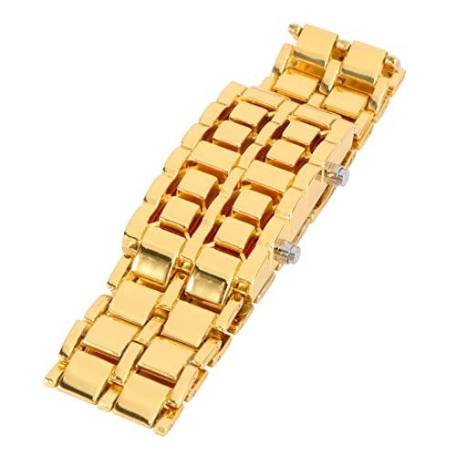 TOVINANNA Digitale Damenarmbanduhr Mit Rotem Led-licht Goldfarbenes Gehäuse Edelstahlarmband Anzeige Von Uhrzeit Und Präzise Bewegung Inklusive Knopfzelle von TOVINANNA