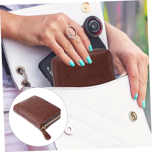 TOVINANNA Echtes Leder RFID Geldbörse Herren Damen Antimagnetisch Großes Fassungsvermögen Kartenhalter Münzfach Portemonnaie Kaffee Farbig Billfold für Bankkarten und Ausweise von TOVINANNA