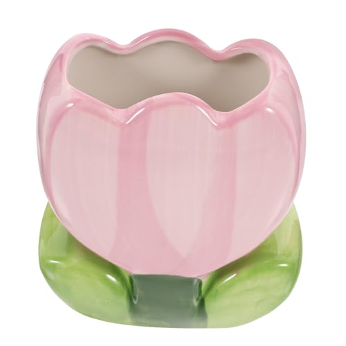 TOVINANNA Kerntyp Tulpenförmiger Keramik Makeup Pinselhalter Für Schreibtisch Vielseitiger Organizer Für Kosmetik Und Bürobedarf von TOVINANNA