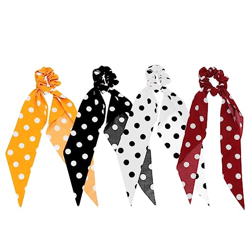 TOVINANNA 4stücke Elastische Haarbänder Mit Punkten Einfache Scrunchies Für Damen Vielseitige Ponytail Für Lange Zufällige Farben Haarschmuck Für von TOVINANNA