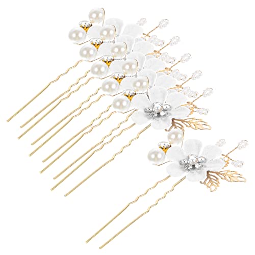 TOVINANNA Haarschmuck Für Die Hochzeit – 6 Stück U-förmige Blumen-haarnadeln Für Damen Marineblaues Corsagen-haar von TOVINANNA