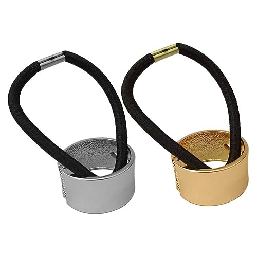 TOVINANNA 2stücke Punk Metal Haargummis Für Damen Elastische Ponytail Glänzende Haaraccessoires Gold Und Silber Für Verschiedene Frisuren Und Anlässe von TOVINANNA