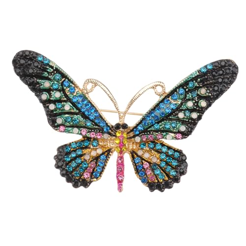 TOVINANNA Elegante Bunte Schmetterling Brosche mit Strass Modische Anstecknadel für Damen Stilvolles Party Alltagsaccessoire Filigranes Design Geschenk für Corsage Schmuck von TOVINANNA