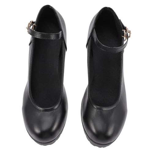 TOVINANNA Elegante Damen High Heels Schwarz Rundkopf Pu obermaterial rutschfeste Absätze Strapazierfähig Für Party Hochzeit Arbeit Alltag von TOVINANNA