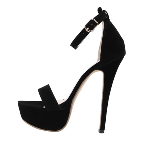 TOVINANNA Elegante Damen Sandalen mit Absatz Schwarzes Modell Zartes Riemendesign Strapazierfähiges Obermaterial Modische Sommerschuhe für Stilbewusste Frauen von TOVINANNA