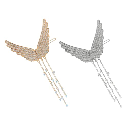 TOVINANNA 2stücke Engelsflügel Haarspange Mit Quaste Und Strass Zarte Kopfschmuck Für Mädchen Filigranes Design Strahlender Glanz von TOVINANNA