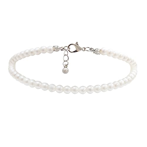 TOVINANNA Match Fußkettchen Künstliches Fußkettchen Elegantes Weiß Perlen Fußkette Für Frauen Strandschmuck Verstellbar von TOVINANNA