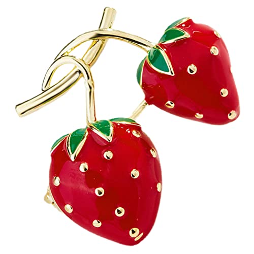 TOVINANNA Erdbeer Brosche für Damen Stilvolle Anstecknadel Metall für Kleidung Rucksäcke und Accessoires Süßes Obstdesign für Besondere Anlässe mit Tropfenöl von TOVINANNA