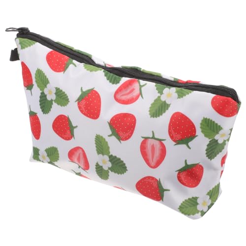 TOVINANNA Erdbeer-Make-up-Tasche Kleine Reißverschlusstasche Kosmetische Organisationstasche Für Damen Tragbar Für Reisen Und Alltag Ausreichend Für Pinsel Und Lippenstifte von TOVINANNA