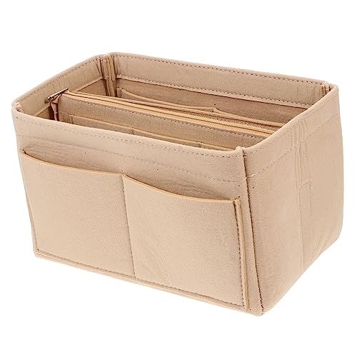 TOVINANNA Filz Kosmetiktasche Tragbare Aufbewahrungstasche Für Damen Multifunktionale Kosmetik Und Schreibwarenetui Beige s (13 * 14 * 26) von TOVINANNA