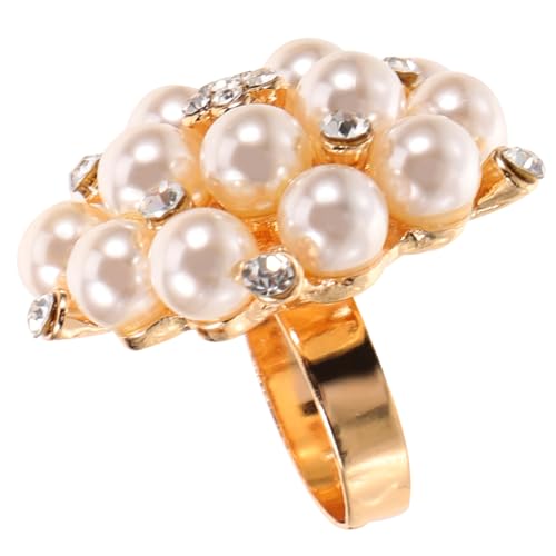 TOVINANNA Perlen Ring Für Damen Offener Ring Aus Legierung Schickes Statement Accessoire Für Alltag Party Hochzeit Schmuck von TOVINANNA