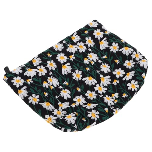 TOVINANNA Floral Kosmetiktasche aus Canvas mit Reißverschluss Kleine Leichte Reisetasche mit Besticktem Design zur Aufbewahrung von Make Up und Toilettenartikeln für Damen von TOVINANNA