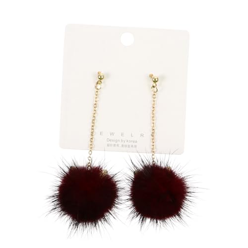 TOVINANNA Fluffy Pom Pom Katzenohrringe Damen Ohrstecker Lang mit Samtball Weich Süßer Schmuck Geschenk für Frauen Mädchen Party Hochzeit Weihnachten von TOVINANNA