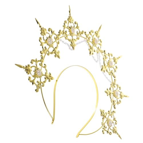 TOVINANNA Crown Headpiece Goldener Haarreif Mit Stacheln Elegante Krone Für Frauen Für Halloween Weihnachtsfeiern Und Kostüme von TOVINANNA