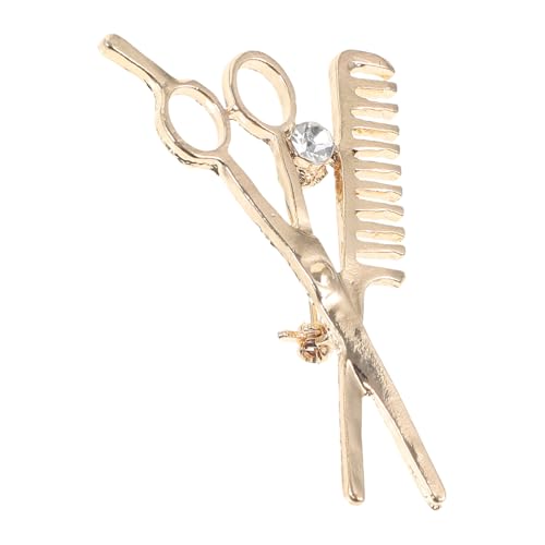 TOVINANNA Friseur Brosche Anstecknadel mit Schere und Kamm Dekorativer Schmuck für Hemden und Hüte Kostümzubehör für Hairstylisten Goldene Brosche für Outfits von TOVINANNA
