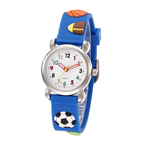 TOVINANNA Fußball Armbanduhr Für Junge Mädchen Cartoon-uhr Mit Pvc-armband Edelstahlschnalle Römische Zahlen Elastisches Design Modische Kinderarmbanduhr von TOVINANNA