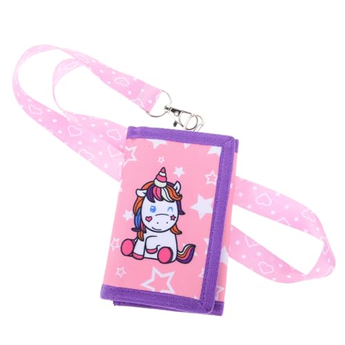 TOVINANNA Geldbörse Einhorn Canvas Trifold Brieftasche mit Schlüsselbandkette für Mädchen Leicht Robust mit Viel Stauraum und Kreativem Cartoon Design für Alltag und Schule von TOVINANNA