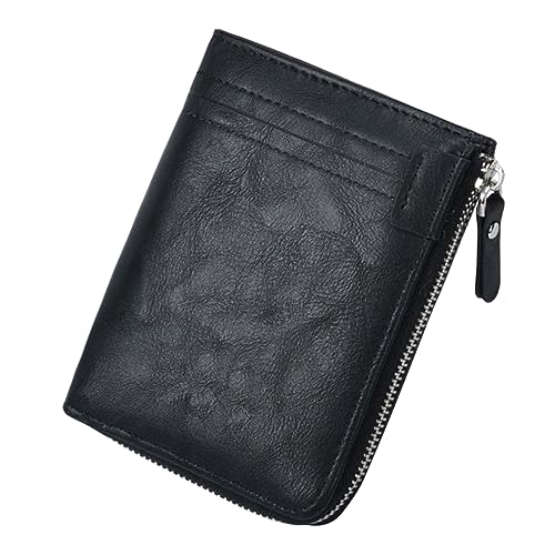 TOVINANNA Geldbörse Herren Zipper Style Kurz Geldbeutel mit Mehreren Kartenfächern Eleganter Geldorganizer für Männer im Business Schwarz von TOVINANNA