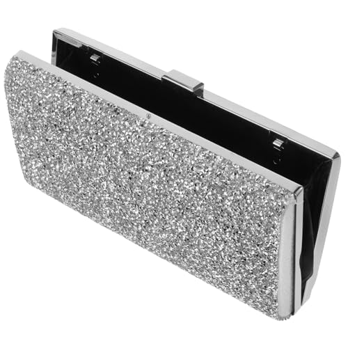 TOVINANNA Glänzende Damen Clutch Abendtasche Silber mit Strasssteinen Stilvolle Party Handtasche mit Großem Fassungsvermögen Modische Umschlagtasche für Hochzeit und Festliche Anlässe von TOVINANNA