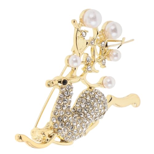 TOVINANNA Goldene Hirschbrosche mit Strass für Festliche Outfits Elegantes Modeaccessoire für Weihnachten und Besondere Anlässe Stilvolles Dekorationsstück für Kleidung von TOVINANNA