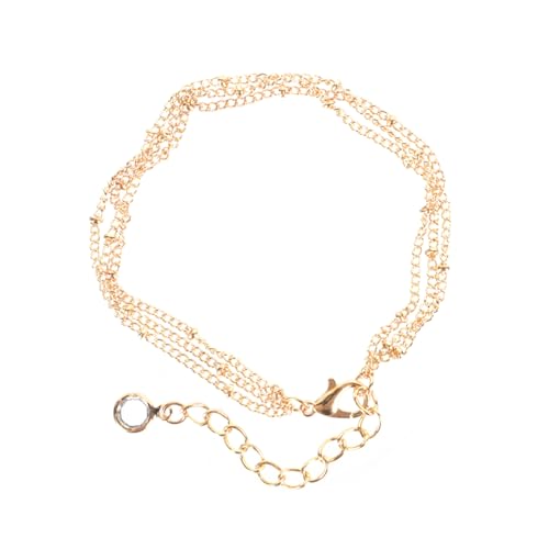 TOVINANNA Goldenes Verstellbares Geschichtetes Perlenarmband aus Reisperlen Modisches Damenarmband mit Kettenverschluss Vielseitiger Schmuck für Freundinnen Familie Alltag und Besondere von TOVINANNA