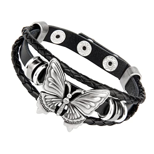 TOVINANNA Gothic Punk Armband Lederarmband Mit Schmetterlingen Für Damen Herren Mode Schmuck Armreif Unisex von TOVINANNA