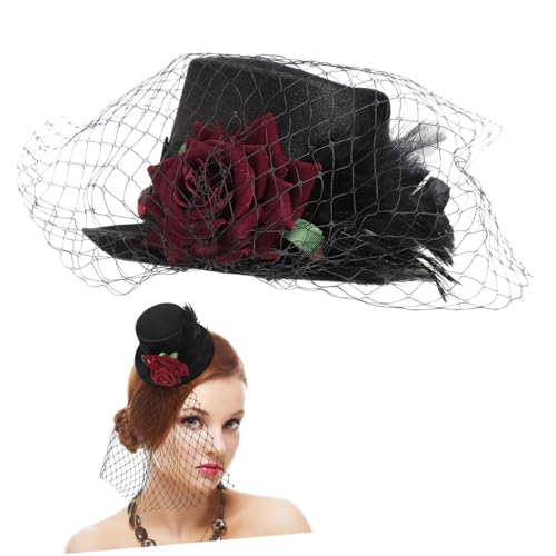 TOVINANNA Vintage Roter Rosen-haarclip Mit Netzgewebe Für Damen Und Herren Für Halloween-partys Festivals Und Kostüme Accessoire Zur Haarorganisation von TOVINANNA