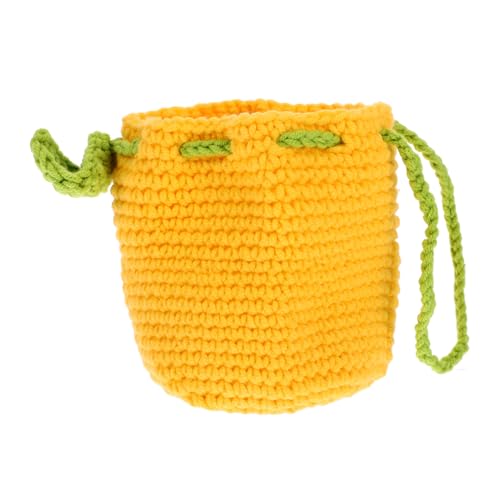 TOVINANNA Häkel Münzbeutel Handgemachte Süße Geldbörse im Cartoon Design zur Aufbewahrung von Kleingeld Lippenstift und Schmuck Gelb Klein und Langlebig von TOVINANNA