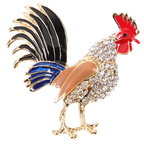 TOVINANNA Hahn Brosche Zinklegierung Anstecknadel für Damen Formelle Freizeitkleidung Glänzendes Design zu Weihnachten von TOVINANNA