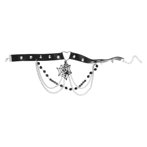TOVINANNA Halskette für Frauen Verstellbare Kunstleder für Halloween und Rave Outfits Exaggerierter Stil mit Quasten und Nieten TOVINANNA Halskette für Frauen Verstellbare Kunstleder für Halloween und Rave Outfits Exaggerierter Stil mit Quasten und Nieten von TOVINANNA