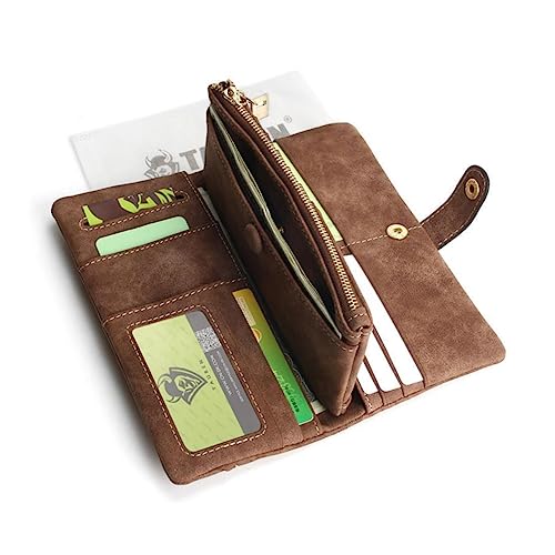 TOVINANNA Handgefertigte Damen Geldbörse mit Reißverschluss und Hübschem Design Praktische Aufbewahrung für Karten und Geld für Alltag und Besondere Anlässe Kaffee von TOVINANNA
