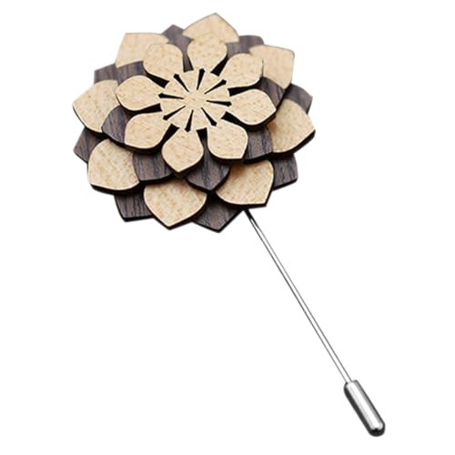 TOVINANNA Handgefertigte Holzblumen-brosche Dekorative Lange Anstecknadel Vielseitiger Herren-lapel-pin für Anzug Stabile Verarbeitung für Formelle Anlässe und Hochzeiten von TOVINANNA