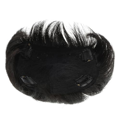 TOVINANNA Herren Toupet Echthaar Schwarz Haarteil Männer Glatzenersatzhaar Echthaarverlängerung Perückenhaarteil Zubehör Glatze Abdeckung von TOVINANNA